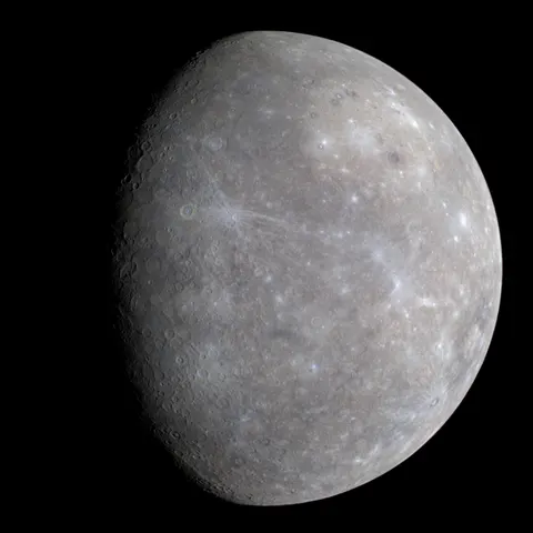 Mercury in enhanced color, MESSENGER mosaic (NASA/JHUAPL/CIW, public domain)